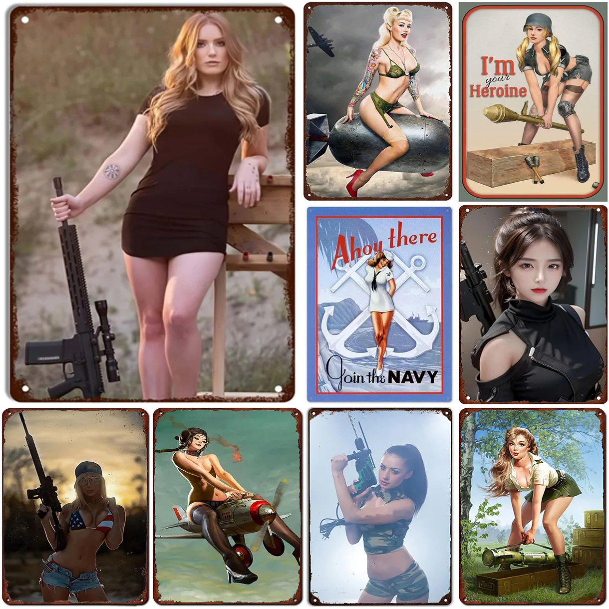 Home Bar Cafe - Pinup Girl Metal Tin Signs Plaque