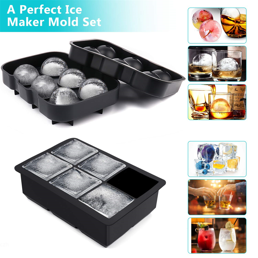 Ice Mold Sphere - 6 Grid Round Square Ice Cube