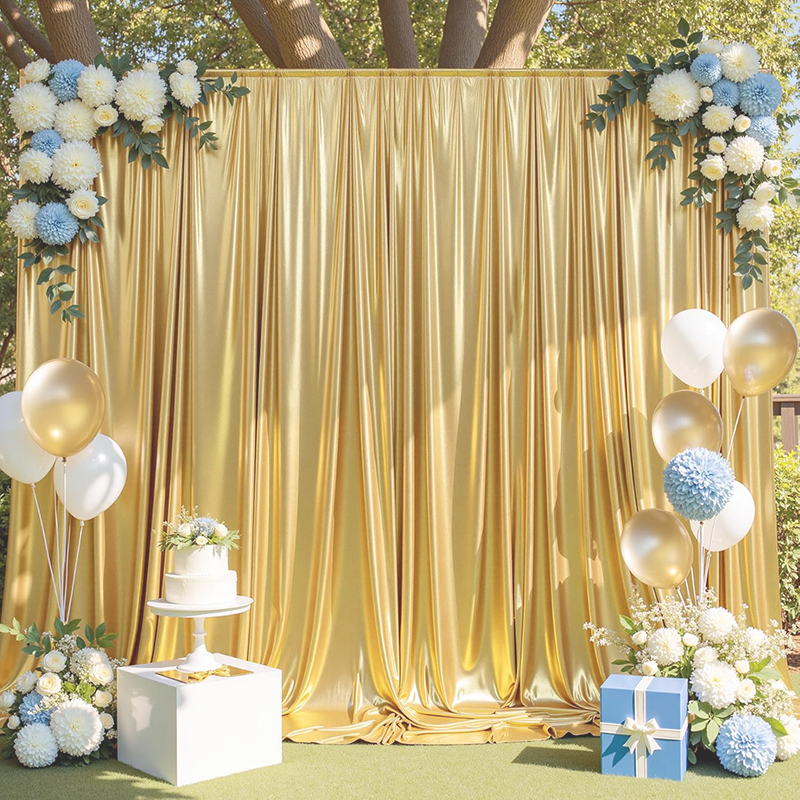 Home Bargains - Gold Sequin Backdrop Curtain Wrinkle-Free Shimmer