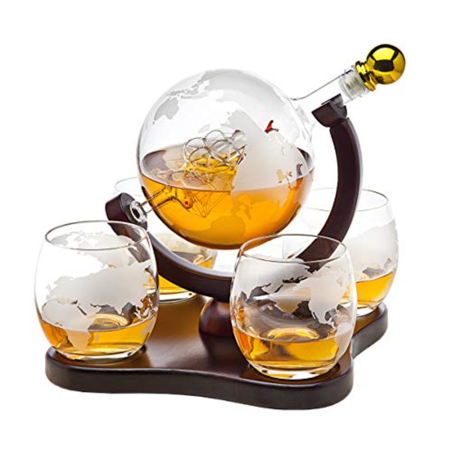 Decanter Globe Set - Whiskey Decanter Globe Set with 4
