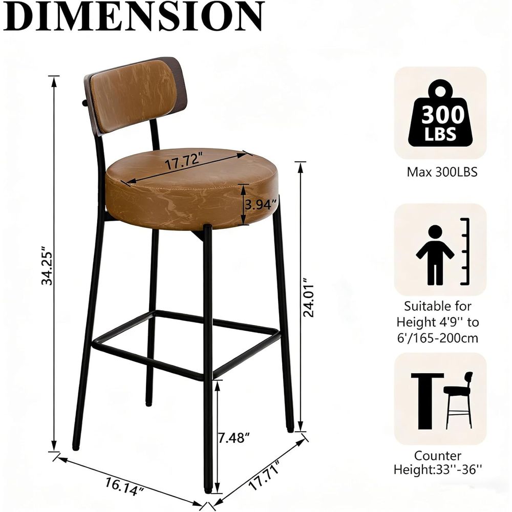 Brown Bar Stools Set o 3, Leat - Home Bar Stools 리뷰 및 가격