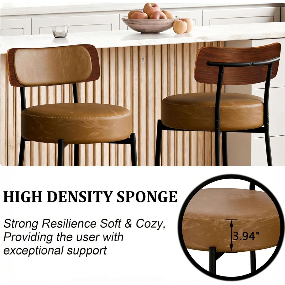 Brown Bar Stools Set o 3, Leat - Home Bar Stools 리뷰 및 가격