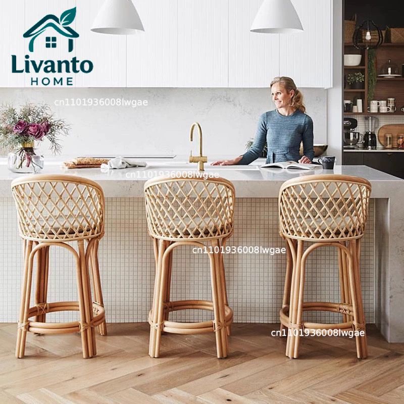 Natural Rattan Bar Stools with - Home Bar Seating 리뷰 및 가격
