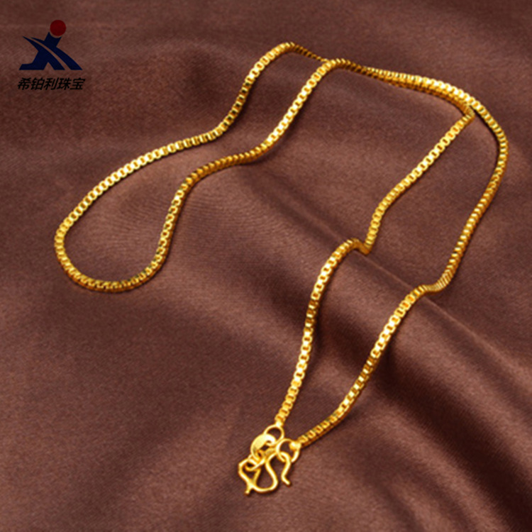 AU999 Box Chain Necklace Women - Bar Cart Gold 리뷰 및 가격