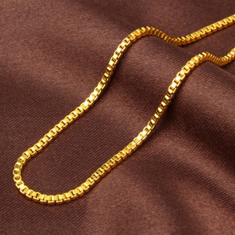 AU999 Box Chain Necklace Women - Bar Cart Gold 리뷰 및 가격