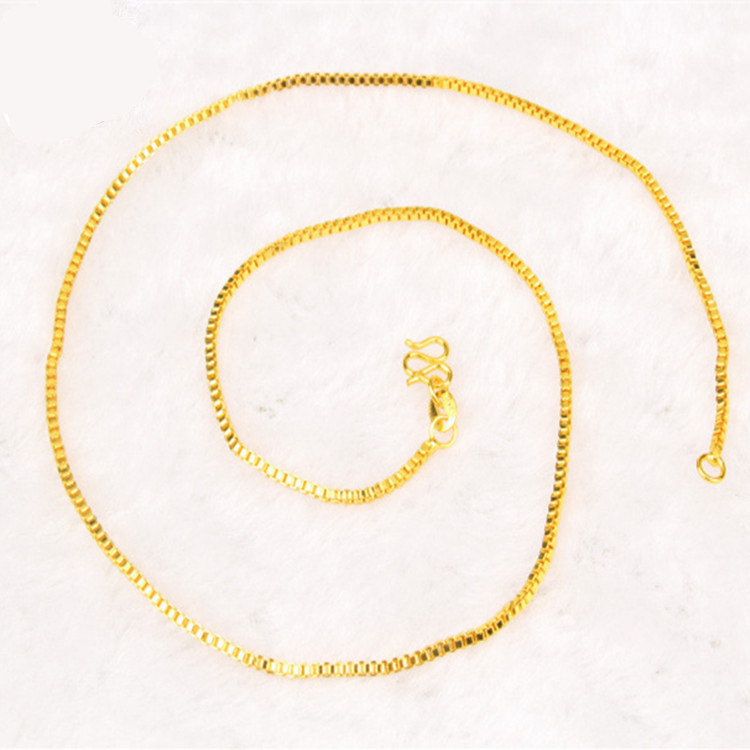 AU999 Box Chain Necklace Women - Bar Cart Gold 리뷰 및 가격