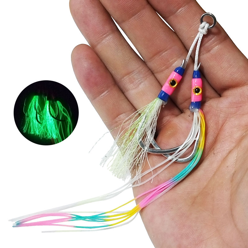 2Pairs/bag Glow Jig Lure Hooks - Jigger Double Sided 리뷰 및 가격