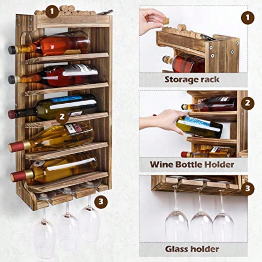 Wine Rack Wall Mounted WoodAlc - Home Bar Shelves 리뷰 및 가격