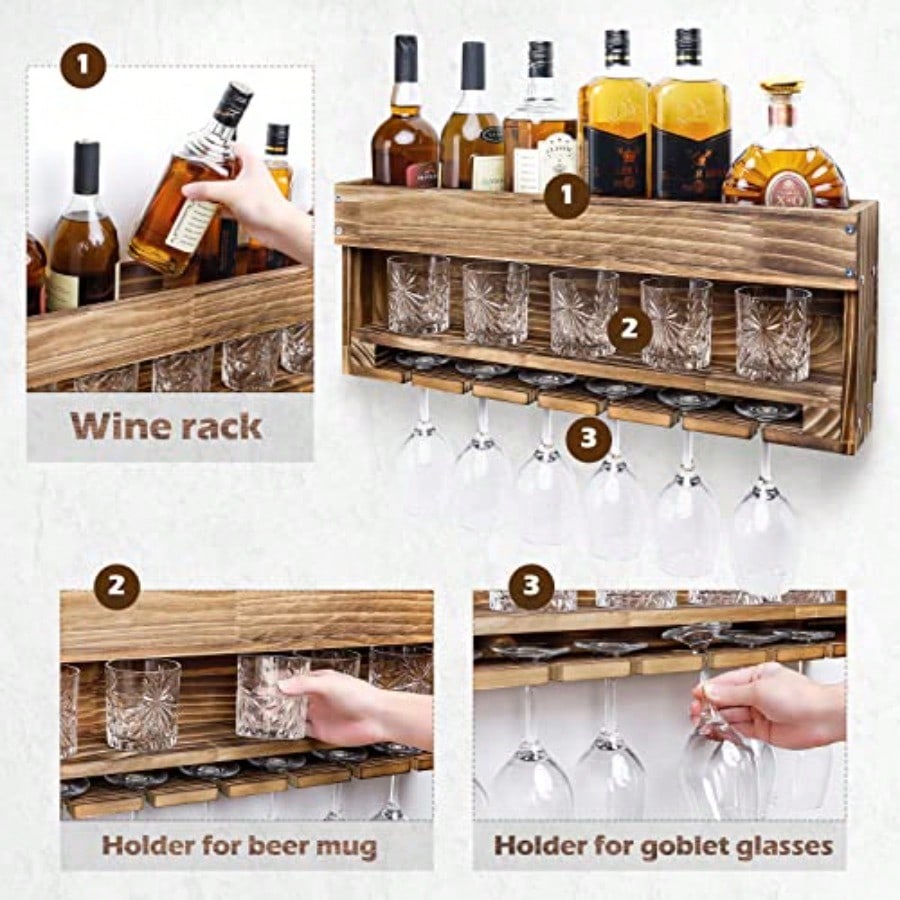 Wine Rack Wall Mounted WoodAlc - Home Bar Shelves 리뷰 및 가격