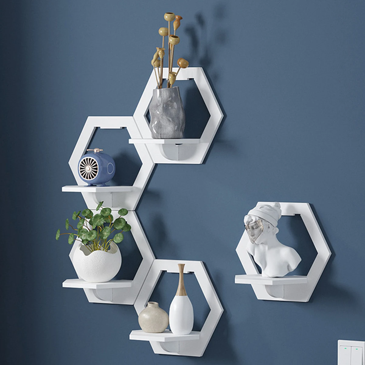 3Pcs Hexagon Wall Shelf Punch  - Home Bar Shelves 리뷰 및 가격