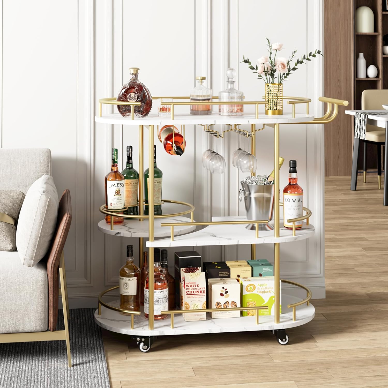 Gold Bar Carts with 4-Tiers St - Bar Cart Gold 리뷰 및 가격