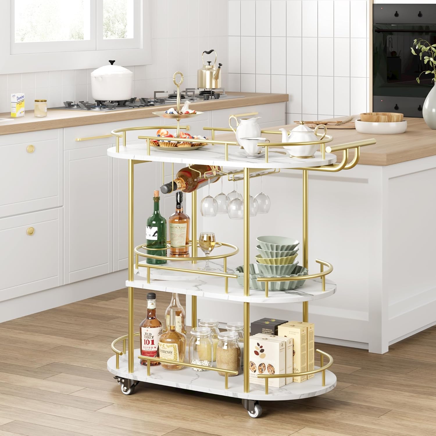 Gold Bar Carts with 4-Tiers St - Bar Cart Gold 리뷰 및 가격
