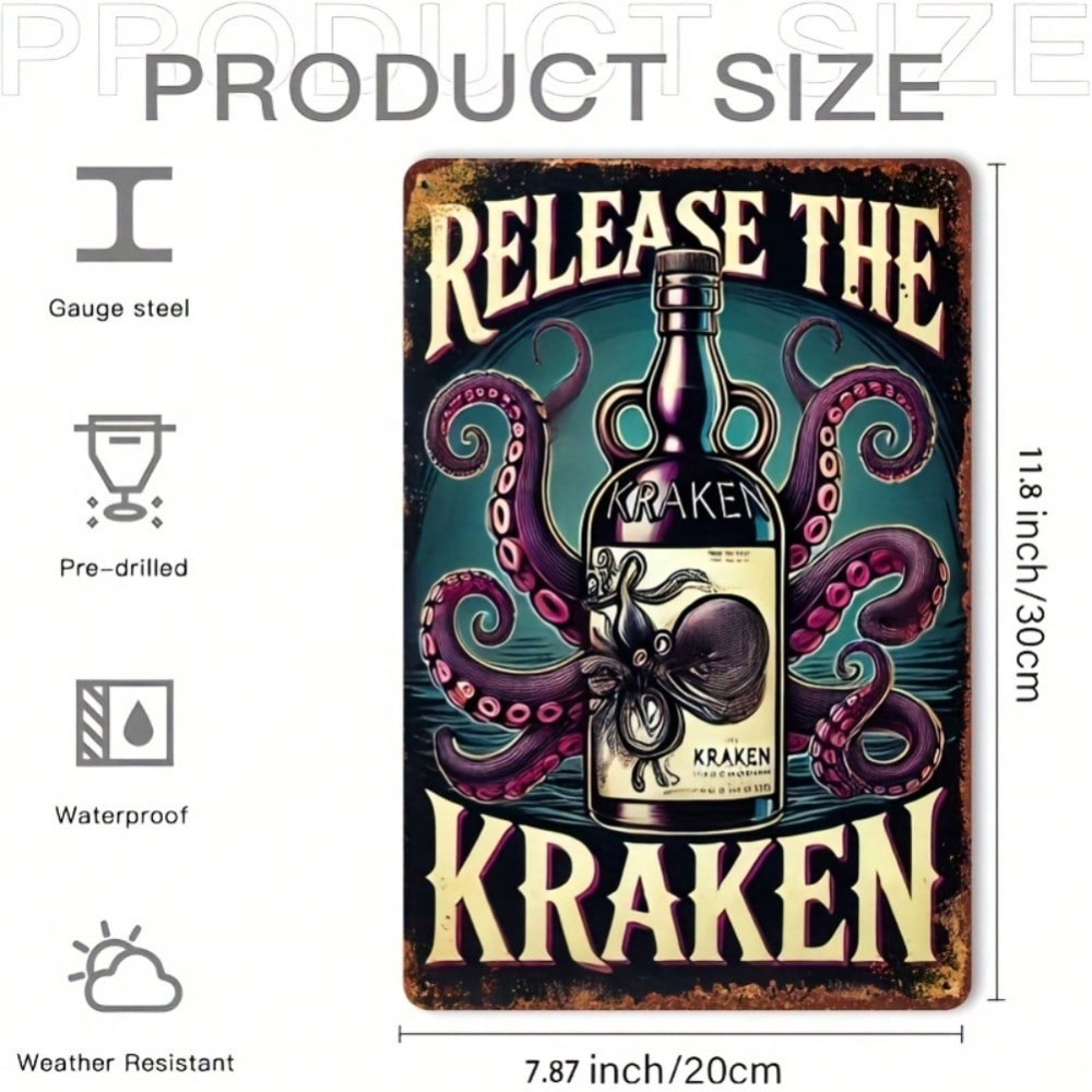 Vintage Kraken Rum Bottle Wall - Home Bar Cafe 리뷰 및 가격