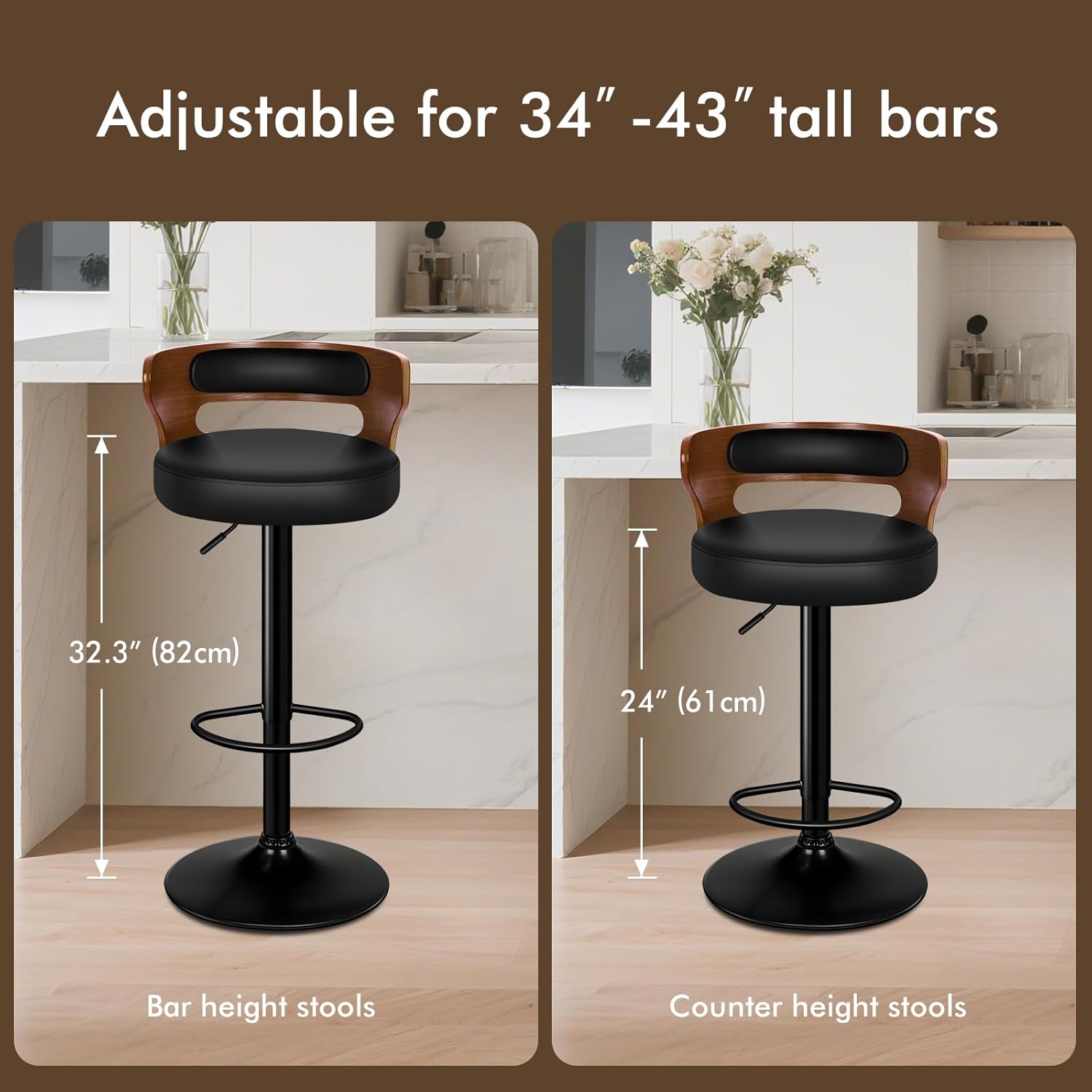 Adjustable PU Leather Bar Stoo - Home Bar Stools 리뷰 및 가격