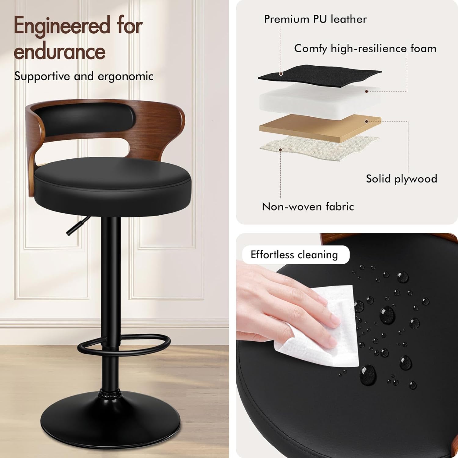 Adjustable PU Leather Bar Stoo - Home Bar Stools 리뷰 및 가격
