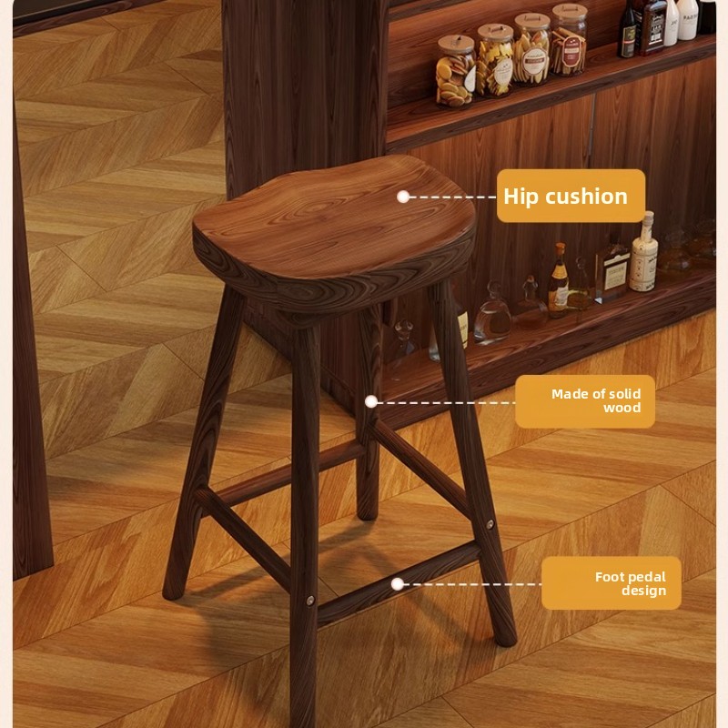 Solid Wood Curved Bar Stool Hi - Home Bar Seating 리뷰 및 가격
