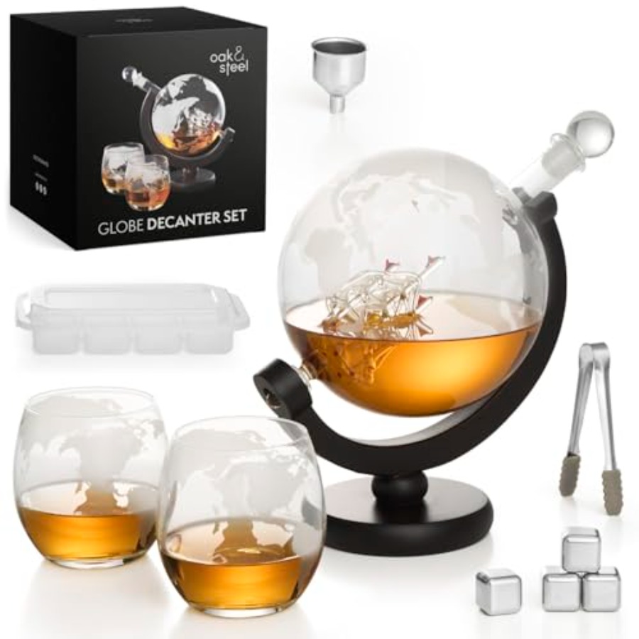 Oak Steel - 50 Oz Globe Whiske - Decanter Globe Set 리뷰 및 가격