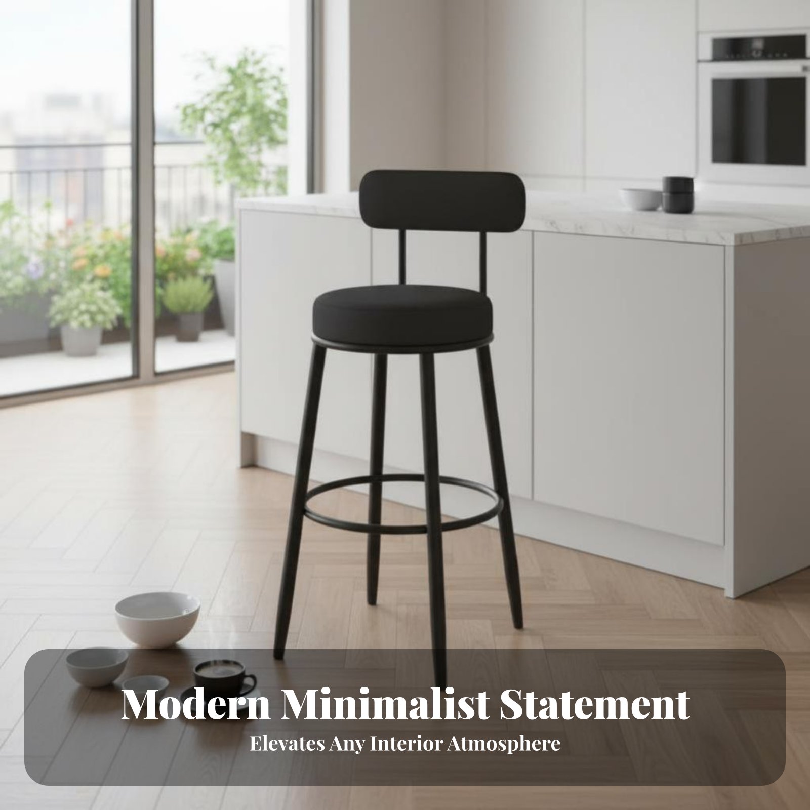 Upholstered Stool with Low Rea - Home Bar Seating 리뷰 및 가격