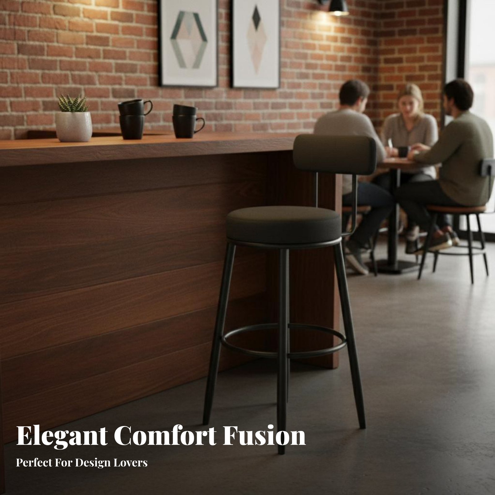 Upholstered Stool with Low Rea - Home Bar Seating 리뷰 및 가격