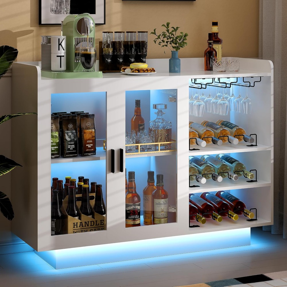 Wine Bar Cabinet with LED Ligh - Home Bar And Cabinet 리뷰 및 가격