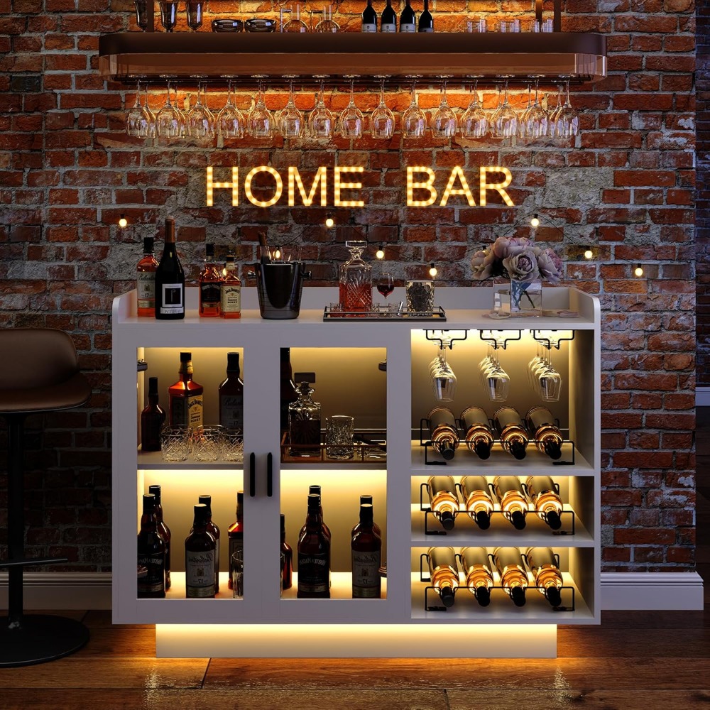 Wine Bar Cabinet with LED Ligh - Home Bar And Cabinet 리뷰 및 가격