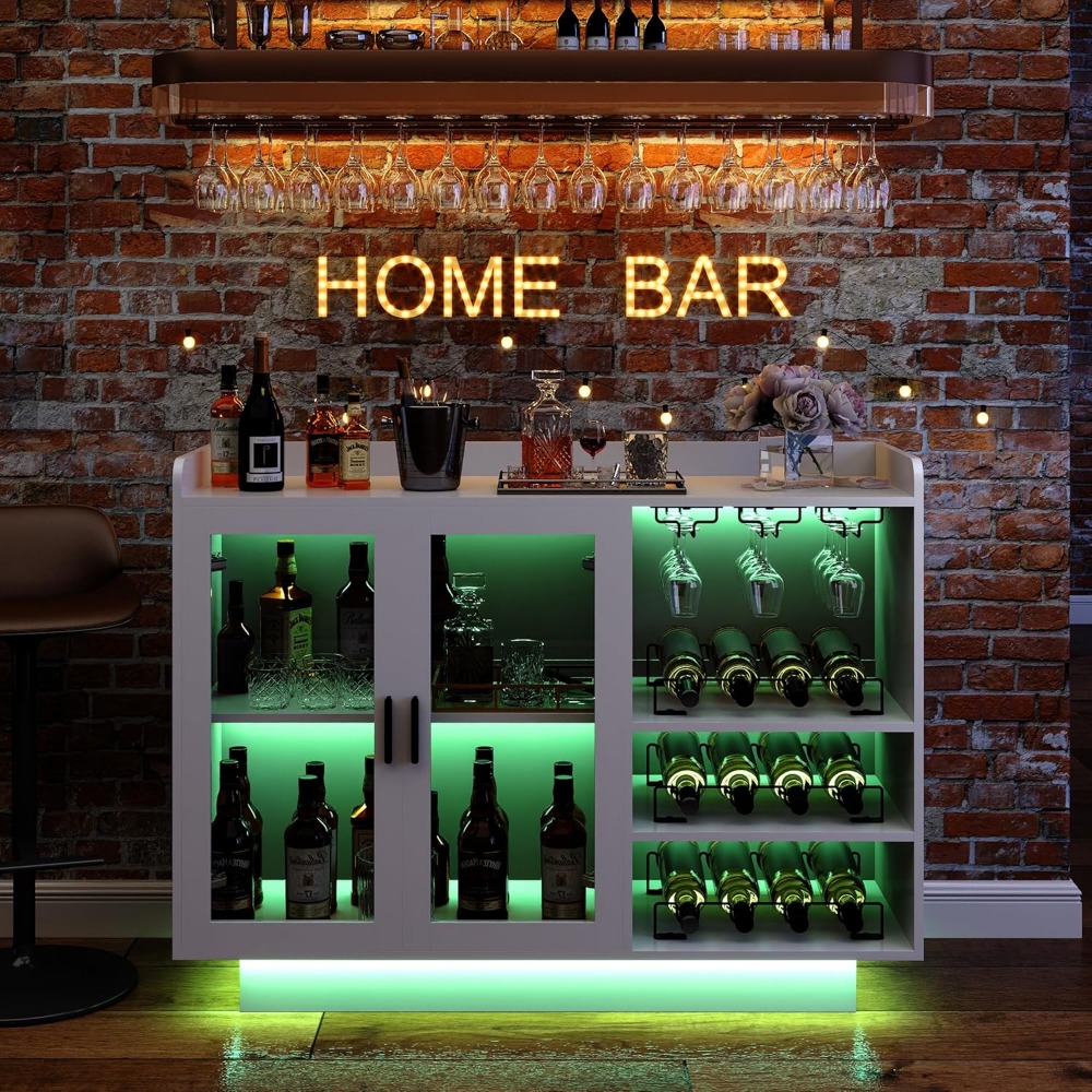 Wine Bar Cabinet with LED Ligh - Home Bar And Cabinet 리뷰 및 가격