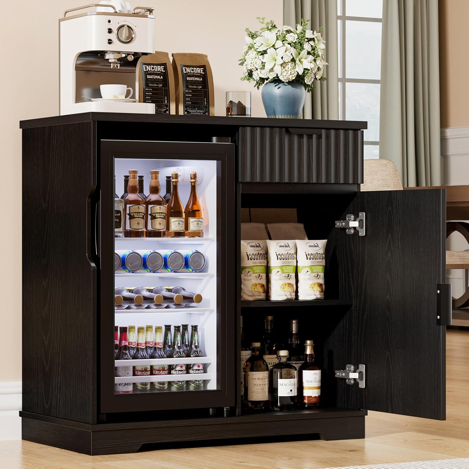 Fluted Coffee Bar Cabinet with - Home Bar And Cabinet 리뷰 및 가격