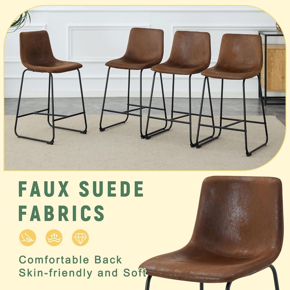Set of 4 Suede Counter Height  - Home Bar Stools 리뷰 및 가격