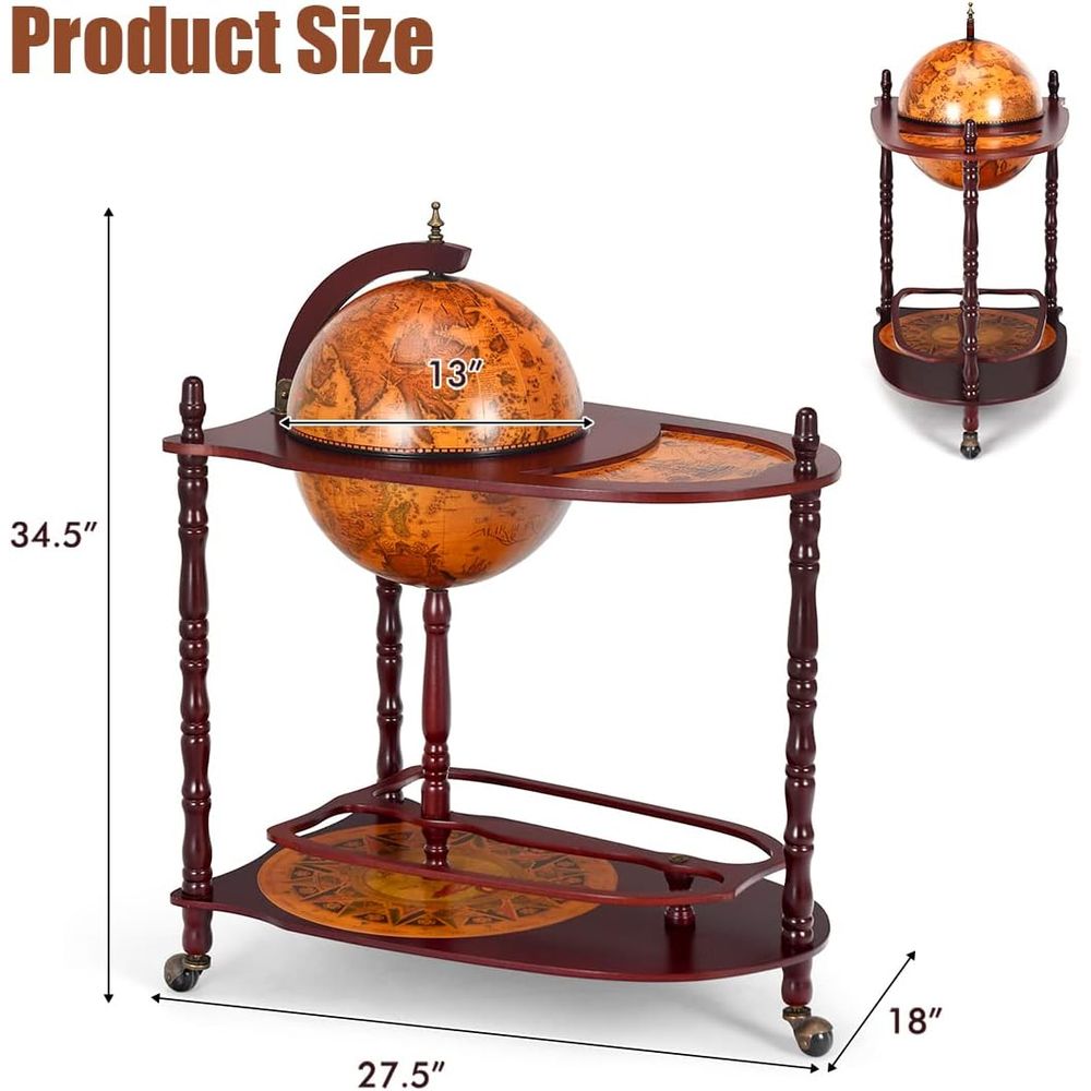 Vintage 34.5 Wheeled Globe Bar - Home Bar And Cabinet 리뷰 및 가격