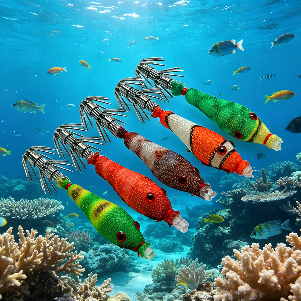 5 Pcs Squid Soft Baits, Lumino - Jigger Double Sided 리뷰 및 가격