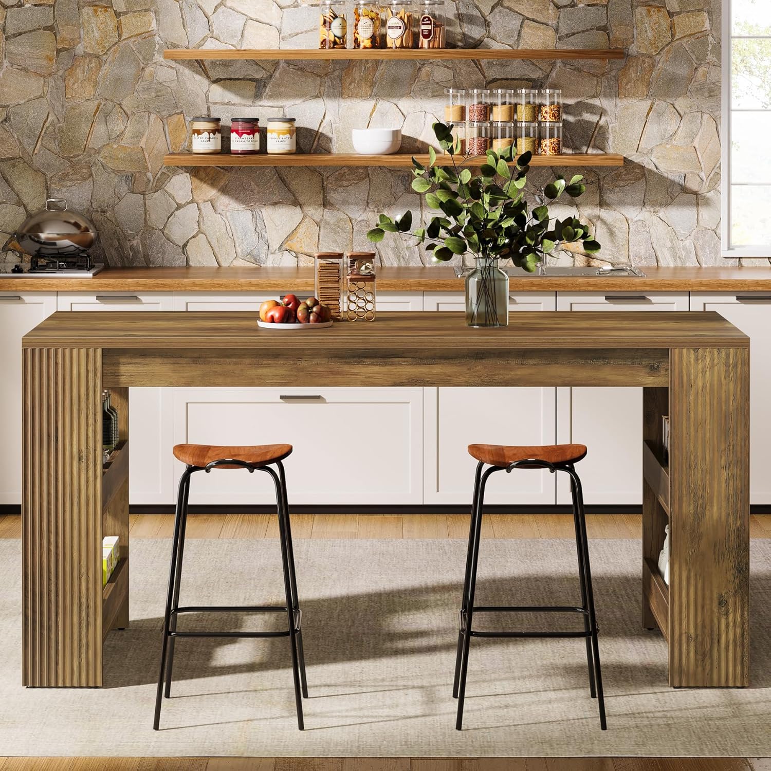 63-Inch Kitchen Island with St - Home Bar Shelves 리뷰 및 가격