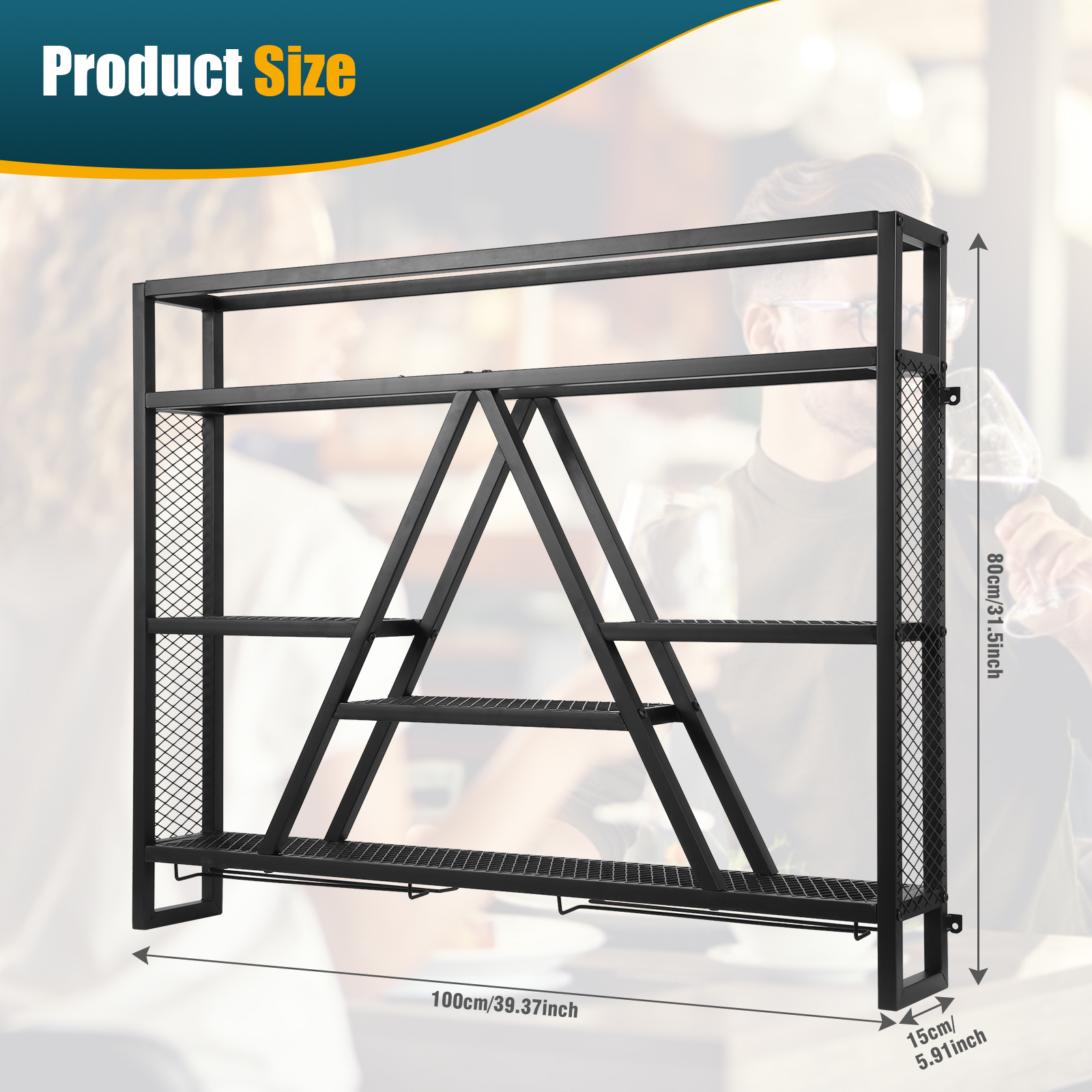 Metal Bottle & Glass Holder Mu - Home Bar Shelves 리뷰 및 가격