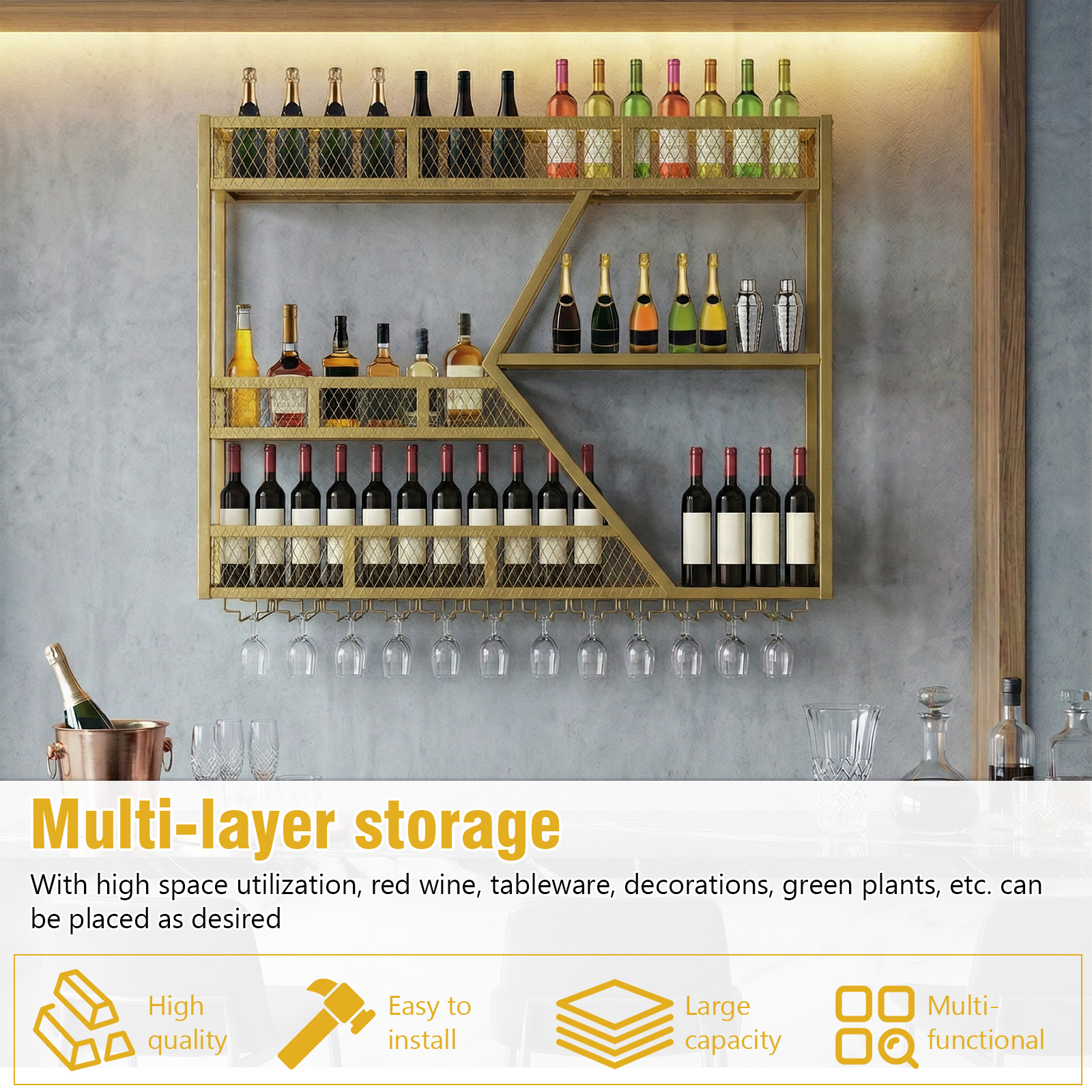 39in 3-Tiers Floating Bar Shel - Home Bar Shelves 리뷰 및 가격
