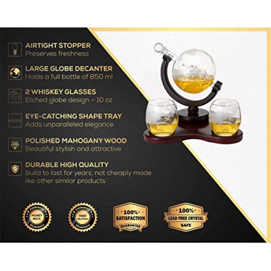 Whiskey Globe Decanter Set wit - Decanter Globe Set 리뷰 및 가격